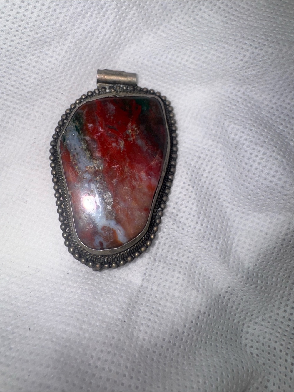 Sterling Silver Sunset Jasper Pendant Necklace Accent